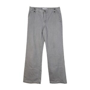 Gray Wide Leg Jeans Womens High Rise Button Detail Straight Leg 31x30